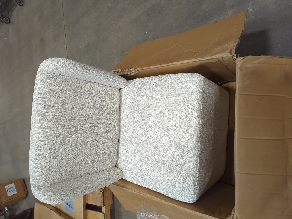 Upholstered Dining Chairs Set of 1 with Casters, Wingback Modern Side Armless Deskchair with Rollers for Diningroom Bedroom Livingroom Reading Room, Linen Fabric