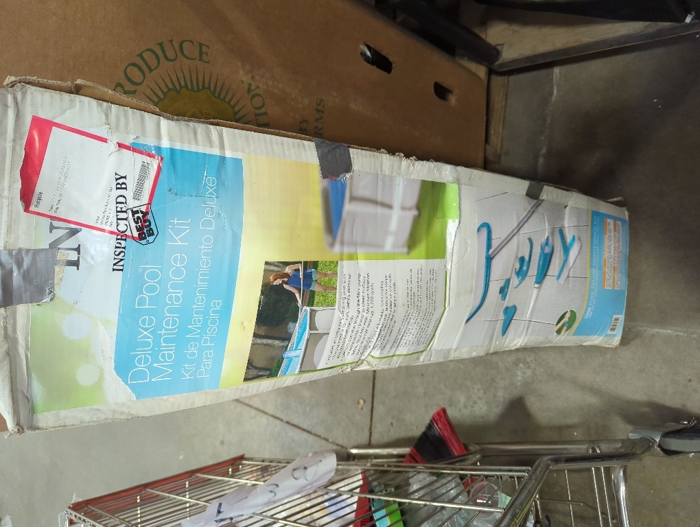 Intex Prism Frame 15' x 48 Above Ground Swimming Pool Set with Filter Pump, Ladder, Pool Cover, and Maintenance Pool Cleaning Kit with Vacuum Skimmer