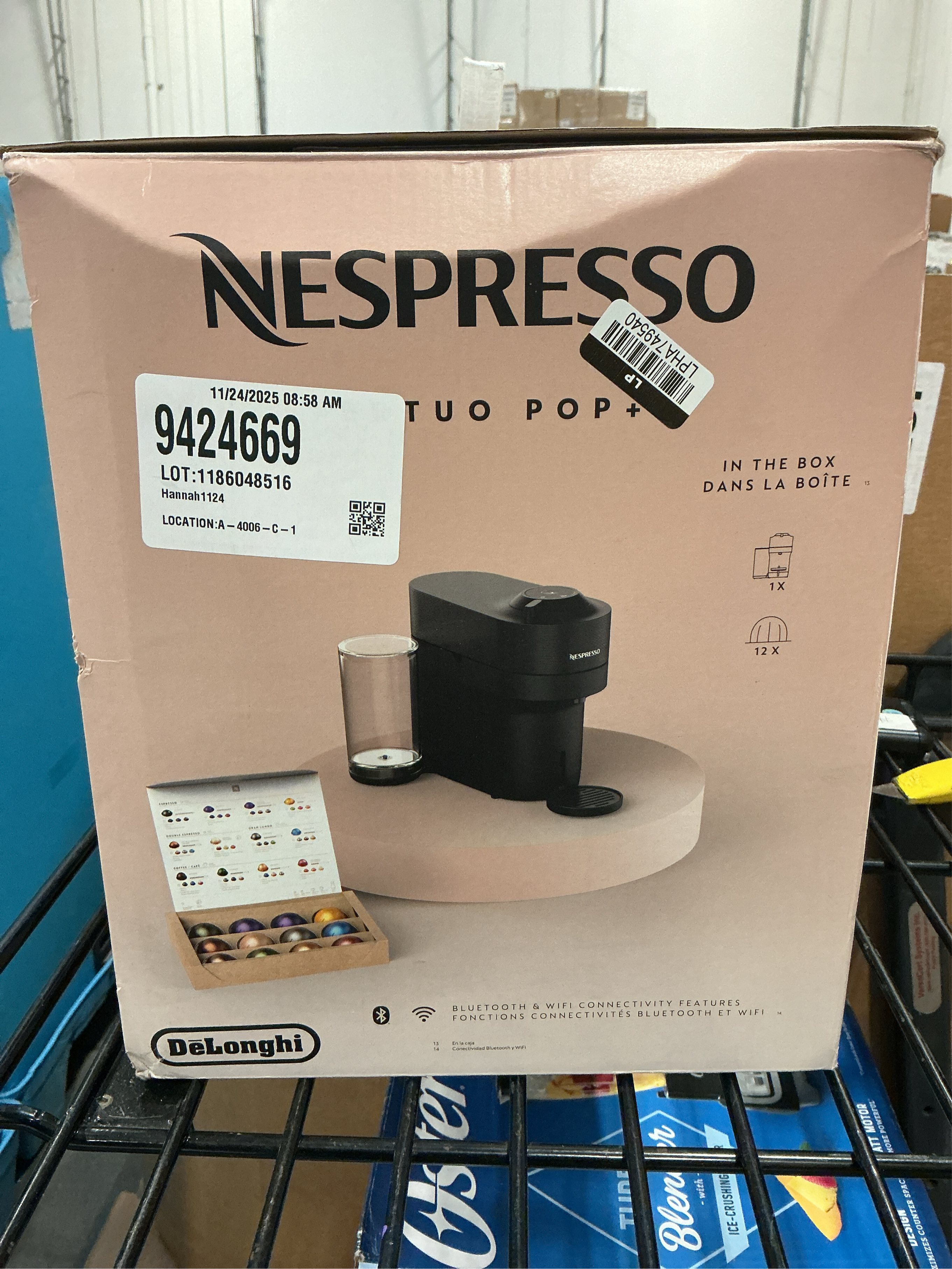 Nespresso Vertuo Next Coffee and Espresso Machine by De'Longhi, Matte Black