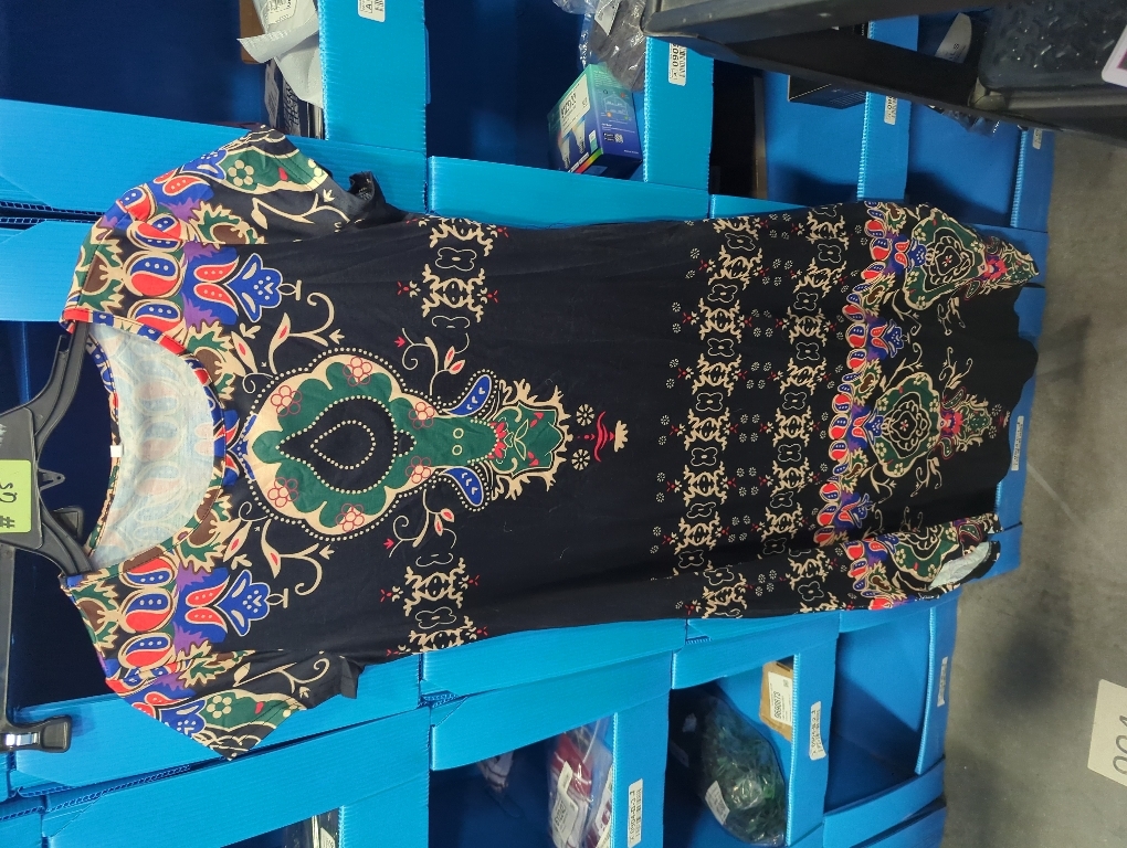 Size M Akivide Women's Boho Floral Maxi Dress Summer Casual Loose Short Sleeve Beach Vacation Dress with Pockets