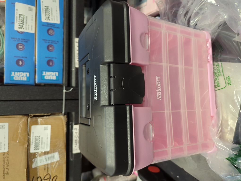 Portable Tool Box - Small Parts Organizer with Drawers and Customizable Compartments for Hardware, Fishing Tackle, Beads, or Crafts by Stalwart (Pink)