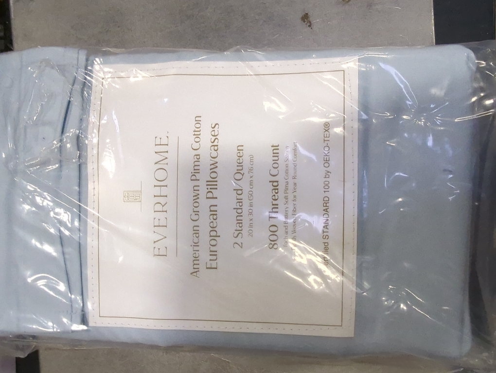 Everhome PimaCott Sateen 800-Thread-Count 2 Standard/Queen Pillowcases in Skyway