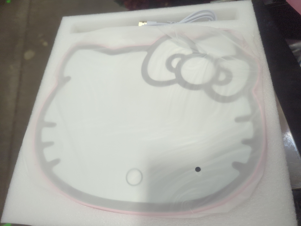 Impressions Vanity Supercute Hello Kitty Tabletop Desk Mirror with Lights and Touch Sensor Switch, Adjustable Tri Tone LED Lighted Makeup Mirror with Hidden Extendable Tray and Phone Holder