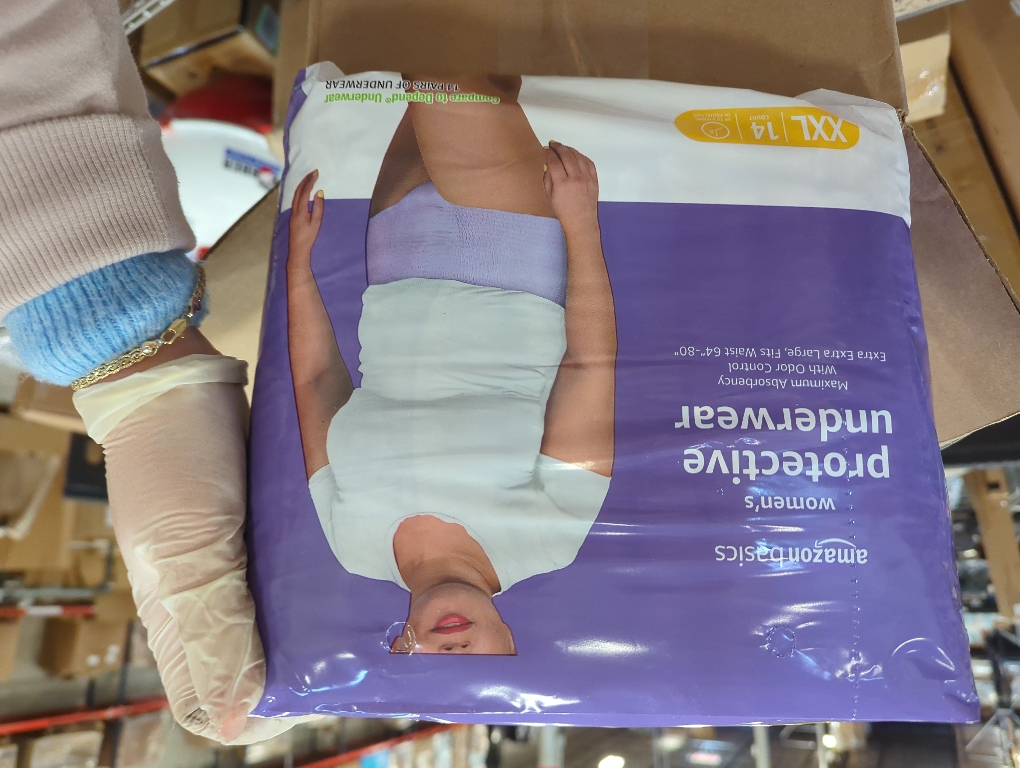 Amazon Basics Incontinence Underwear for Women, Protective, Disposable, Postpartum, Maximum Absorbency, XX-Large, Lavender, 14 Count