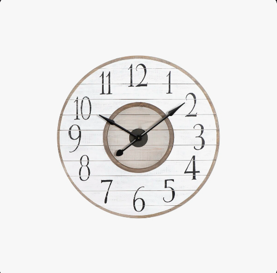 Killebrew Round Wood Slat Wall Clock with Distressed Finish