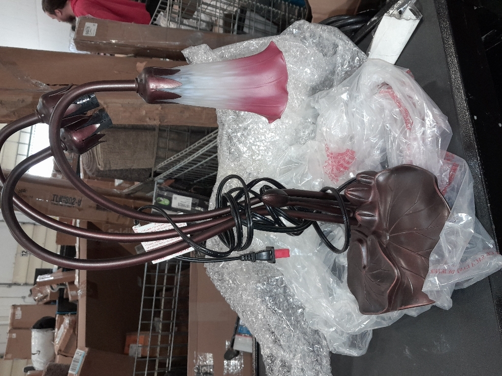 Meyda Tiffany 14728 Pond Lily 3 Light Accent Lamp, 16 Height, Pink