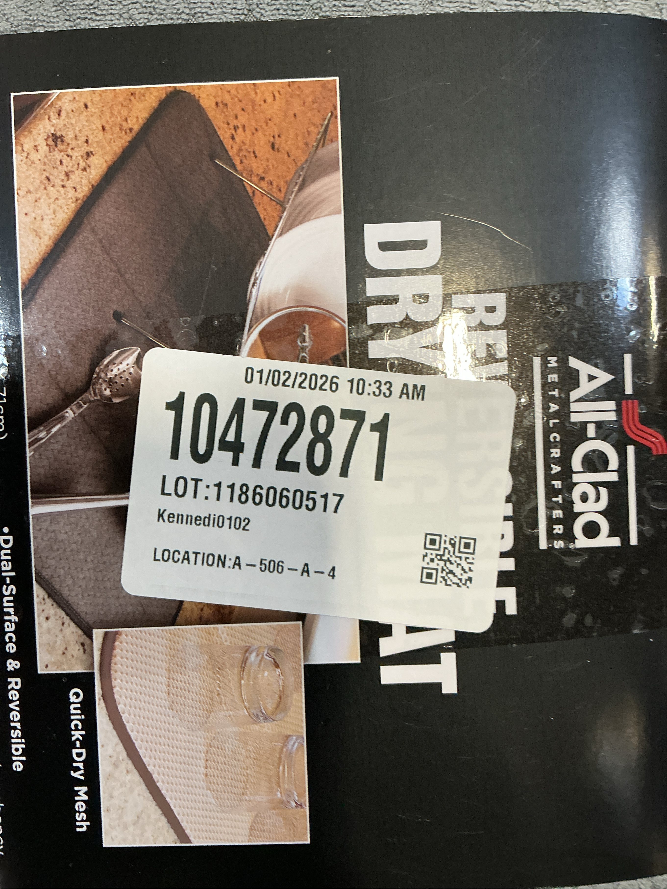 All-Clad Premium Reversible Dish Drying Mat for Kitchen: 16 x 28 Ultra-Absorbent, Long-Lasting, No Condensation, and Oversized for Large Pots and Pans - 2 Pack, Pewter