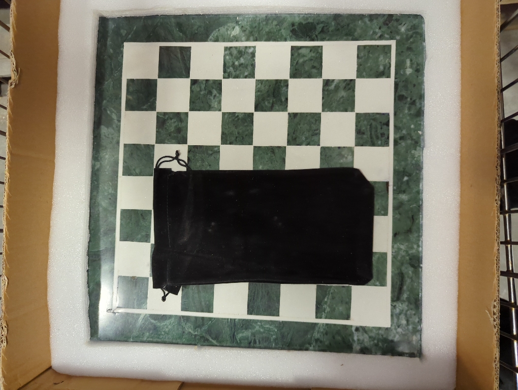 StonKraft Collectible Green Marble Chess Board Set   Wooden Crafted Pieces Pawns