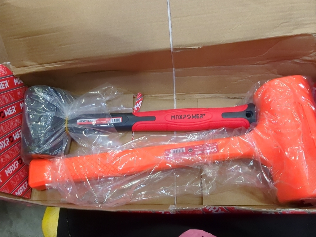 MAXPOWER 2PCS Rubber Mallet Set, 5LB Dead Blow Hammer & 16oz Rubber Mallet