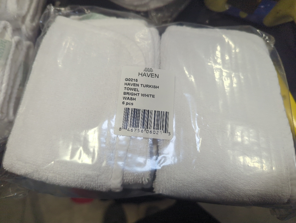 Set of 6 Color White Haven Turkish towel bright white wash