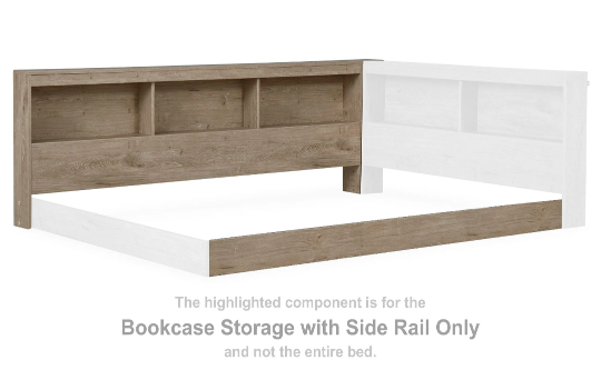 Bookcase Storage w/Side Rail - Natural
