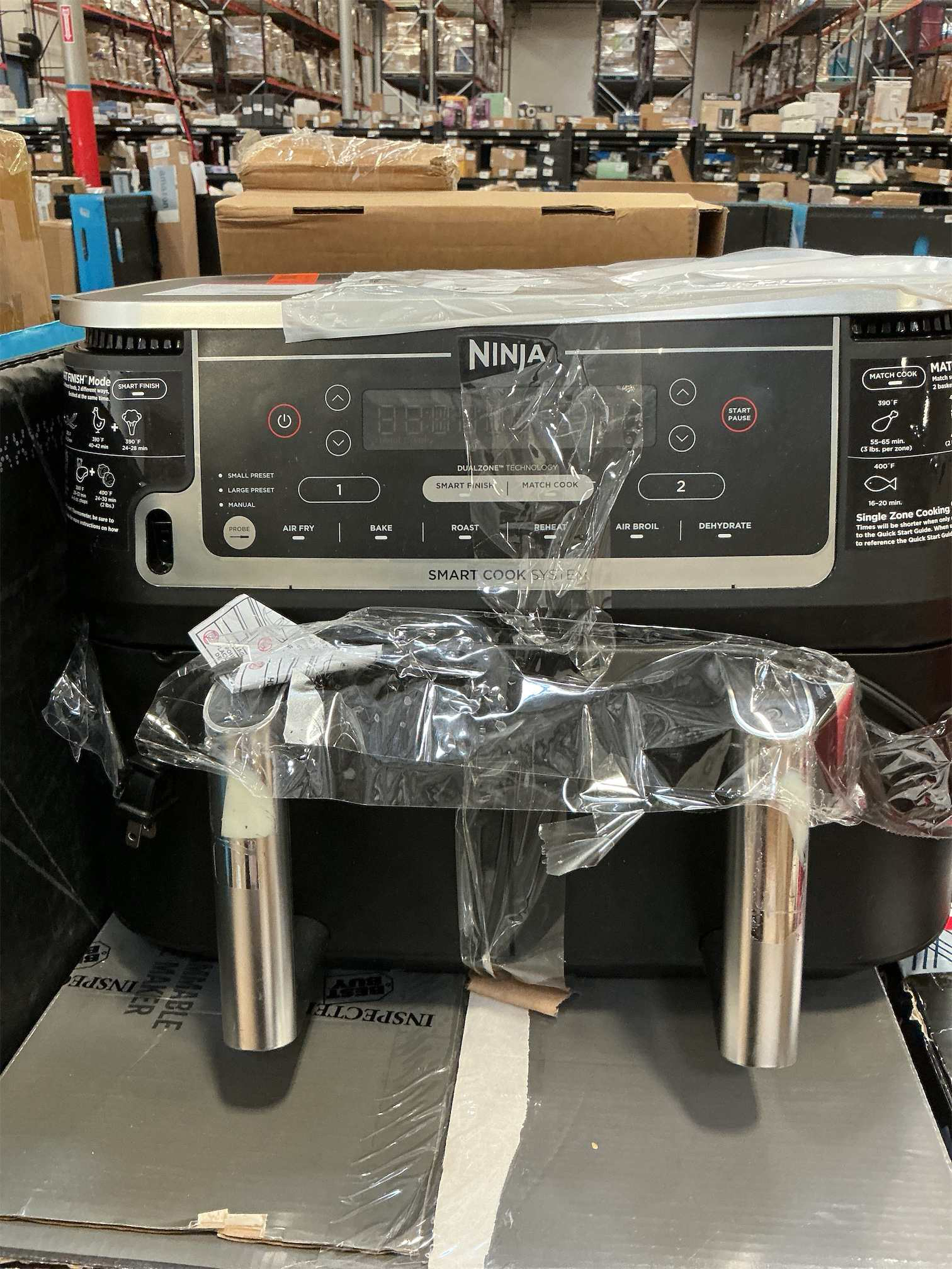 Ninja DZ550 Foodi 10 Quart 6-in-1 DualZone Smart XL Air Fryer with 2 Independent Baskets, Smart Cook Thermometer for Perfect Doneness, Match Cook & Smart Finish to Roast, Dehydrate & More, BLACK