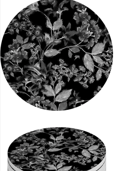 COLOR WHITE ❗❗Drink Coasters Black Pastoral Flower