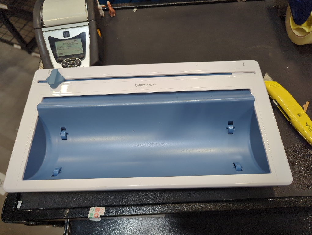 Blue and White RANCOVY Vinyl Roll Holder with Trimmer for Cricut Maker 3 and Cricut Explore 3, Perfect for Clean Precise Cuts of Smart Vinyls and Heat Transfer Vinyl Iron On