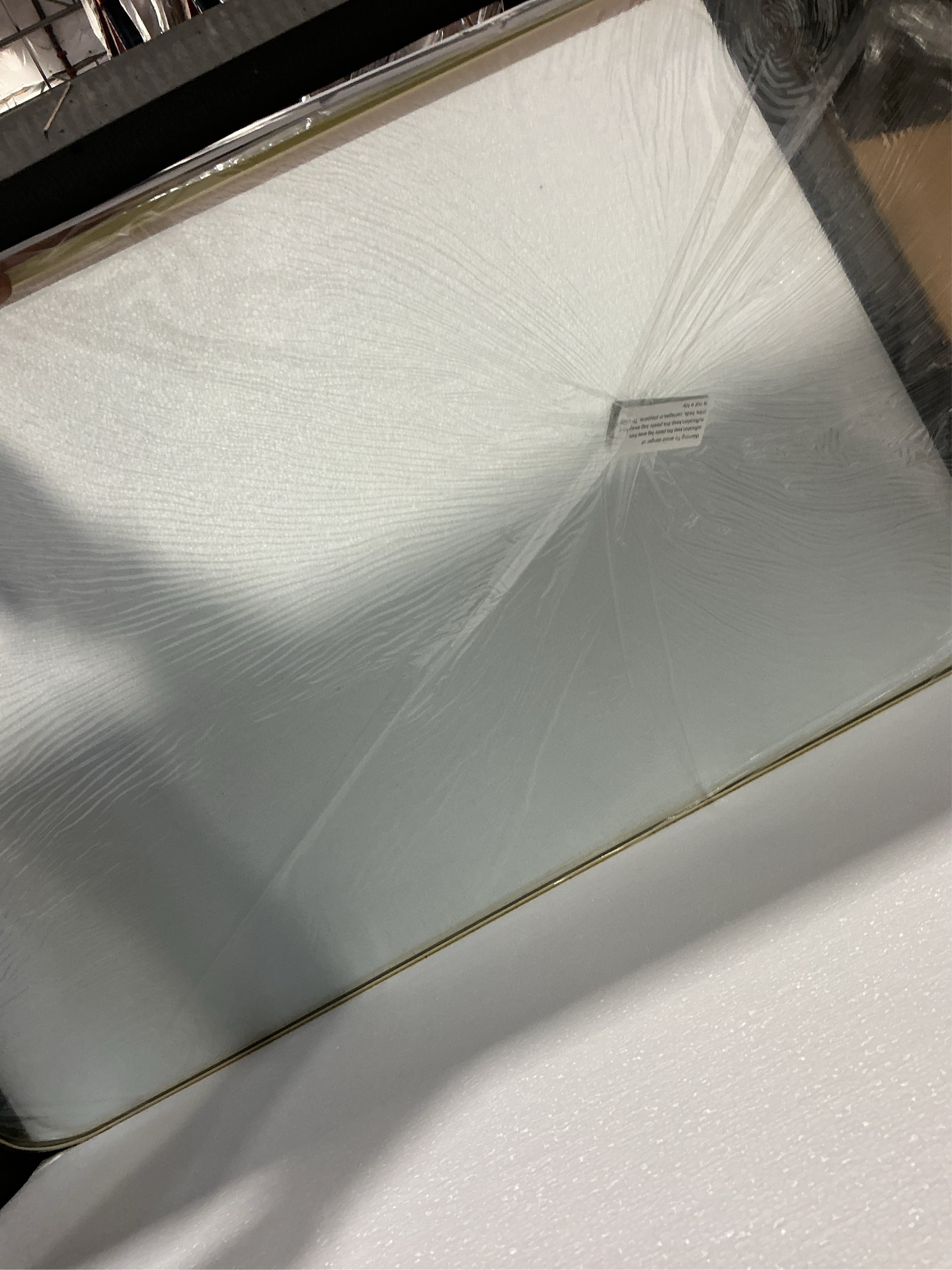 BEAUTYPEAK 26 x 38 Rectangular Aluminum Alloy Frame Wall Mounted Bathroom Mirror with Rounded Corners, Gold