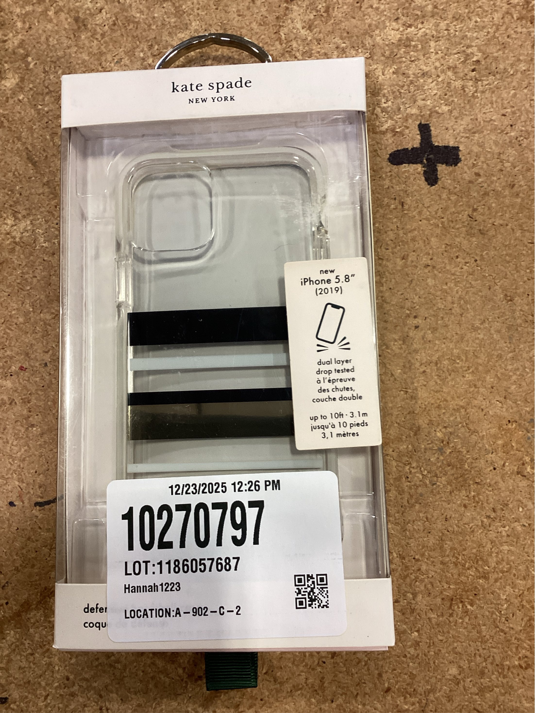 kate spade new york Defensive Hardshell Case (1-PC Comold) for iPhone 11 Pro, Park Stripe Gold Foil/Black/Cream/Cream Bumper/Clear