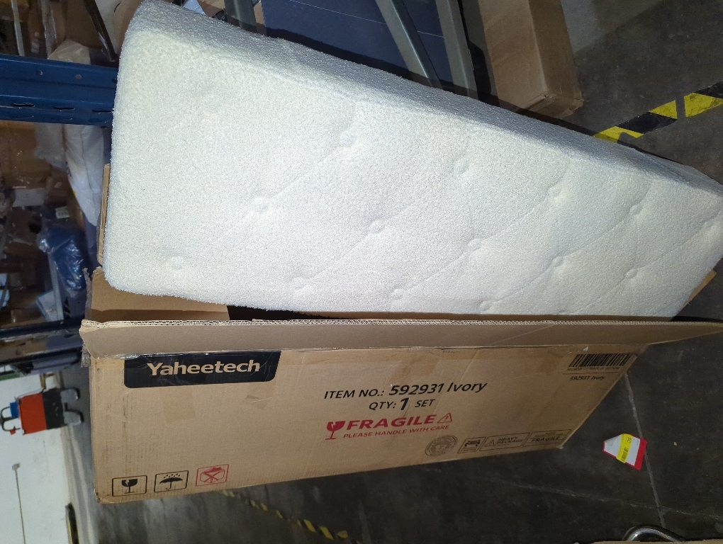 Yaheetech Modern Ottoman Bench Boucle Bench Upholstered Footrest for Living Room with Gold Metal Legs and Padded Seat Ivory