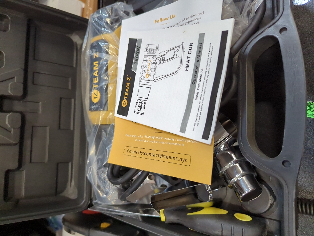 Team Z Premium Heavy Duty Heat Gun Kit with Case – Upgrade LCD Display, Overload Protection & 10 Sec Delayed Turn Off Function - High Temp (140F –