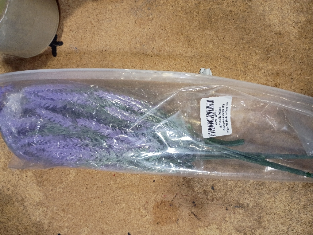 Floroom Artificial Purple Lavender, 4 Bushes Flocked Fake Lilac Flower for Wedding Bouquet DIY Table Centerpieces and Floral Arrangement Decoration