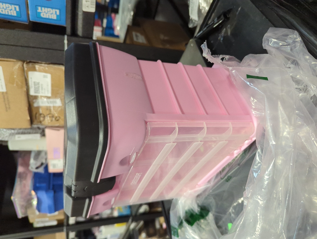 Portable Tool Box - Small Parts Organizer with Drawers and Customizable Compartments for Hardware, Fishing Tackle, Beads, or Crafts by Stalwart (Pink)