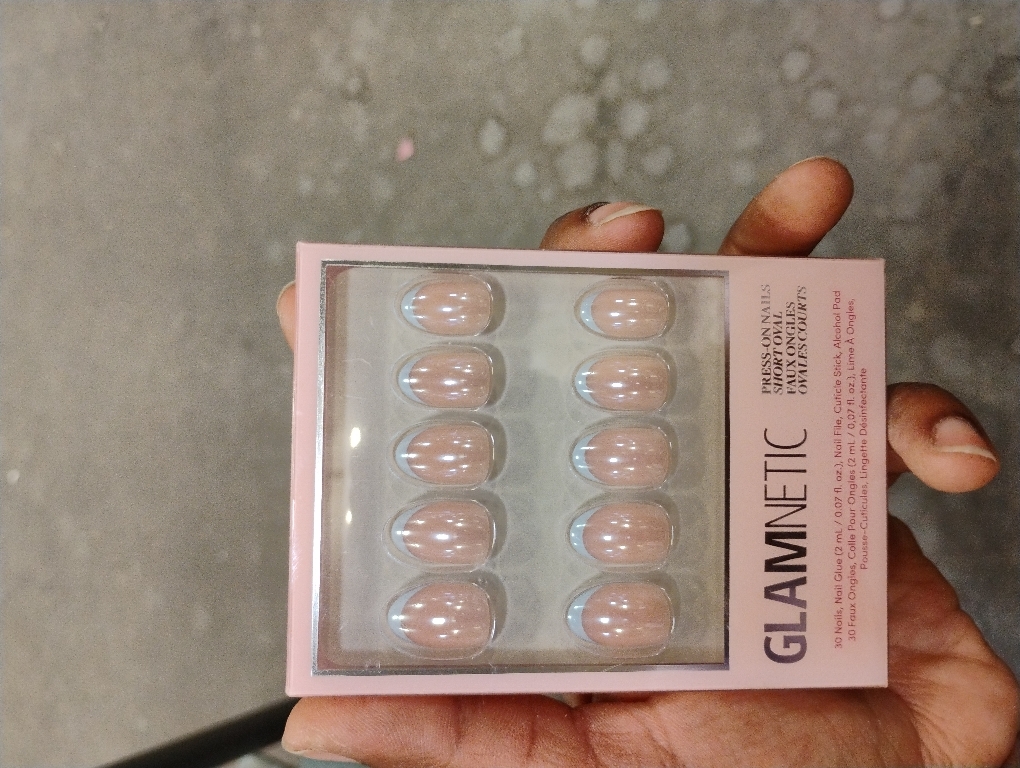 Glamnetic Press On Nails - Short Oval, Glazed Fake Nails 30 Pc Full Kit