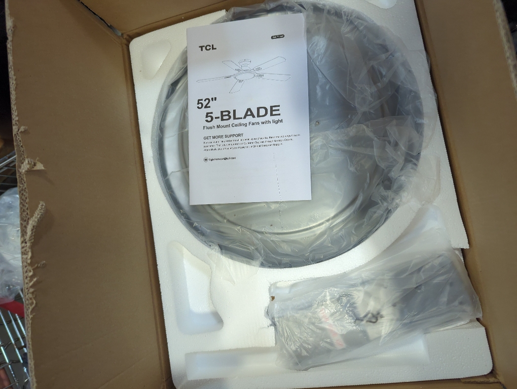 TCL Ceiling Fans with Lights, 52 Inch Low Profile Ceiling Fan with Light and Remote Control, Flush Mount, DC Reversible Motor, Noiseless, 6 Speeds Ceiling Fan for Bedroom (Silver)