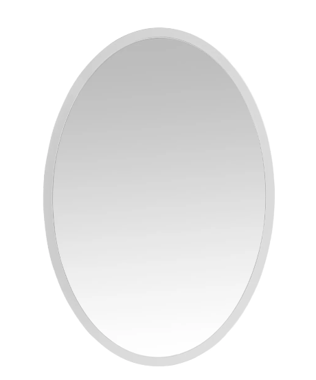 BarberPub White Wall Mount Dressing Mirror Salon Mirror with Wooden Frame Elliptical
