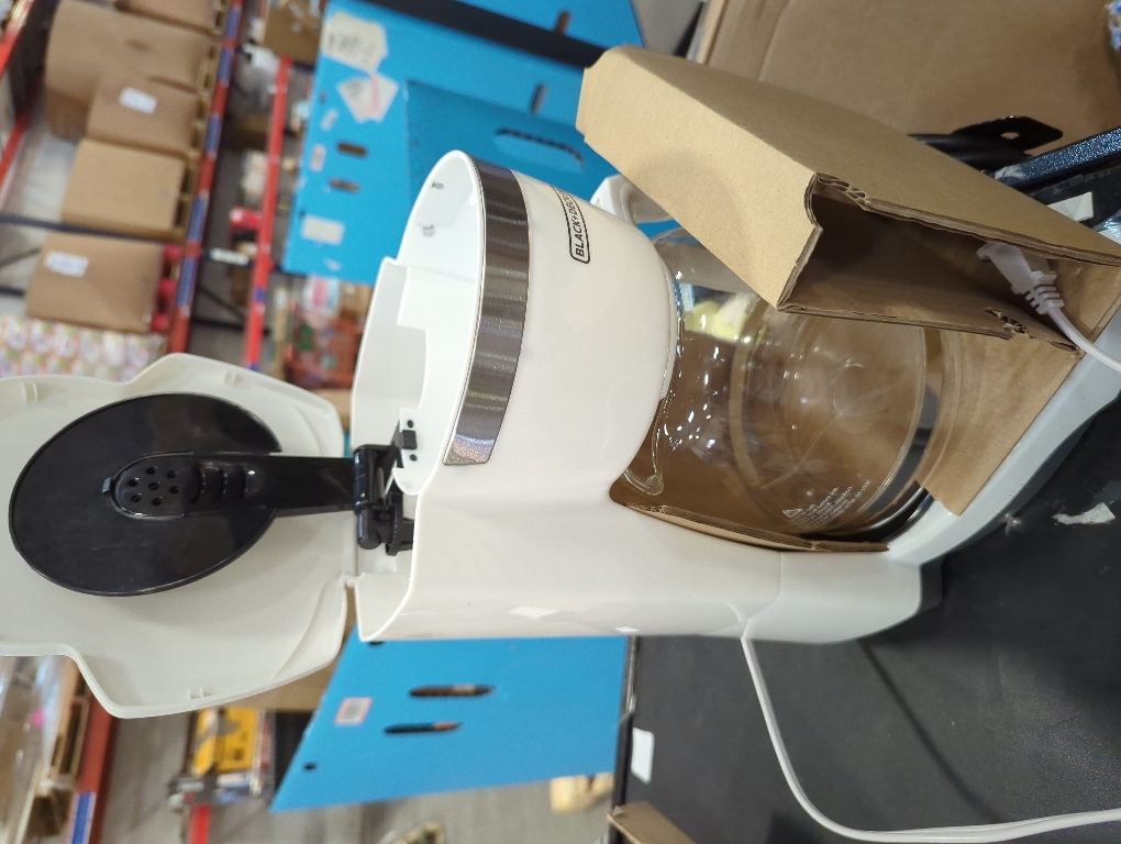 12-Cup Digital Coffee Maker, Programmable Washable Basket Filter Sneak-A-Cup Auto Brew Water Window Keep Hot Plate white