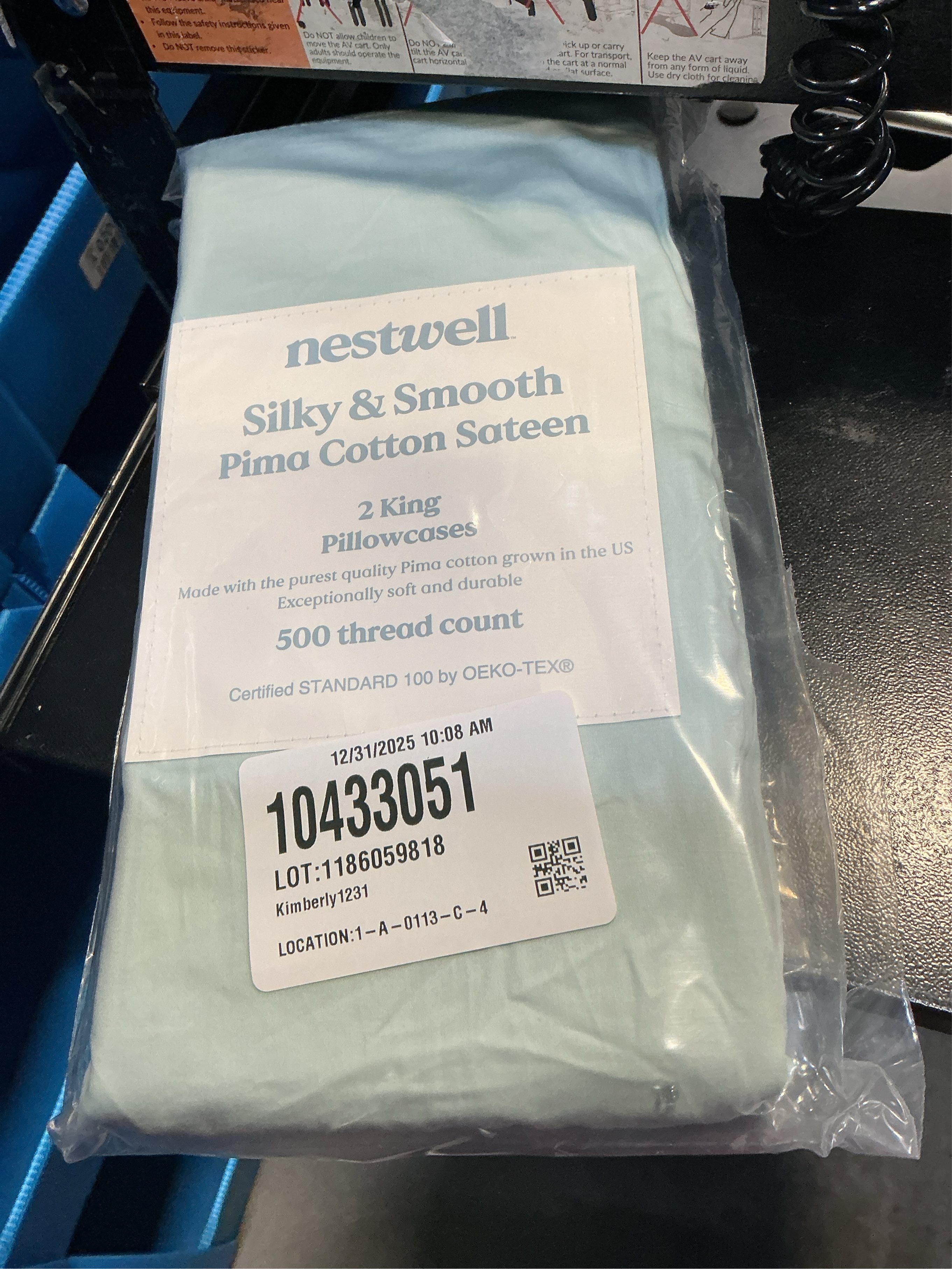 Nestwell 500 Pima Sld K Pillowcase  Starlight Blue