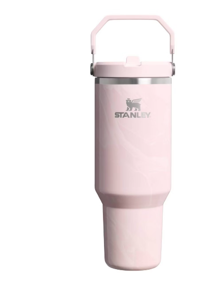 Stanley 40 oz Stainless Steel Ice Flow Flip Straw Tumbler Pink Amethyst Calacatta
