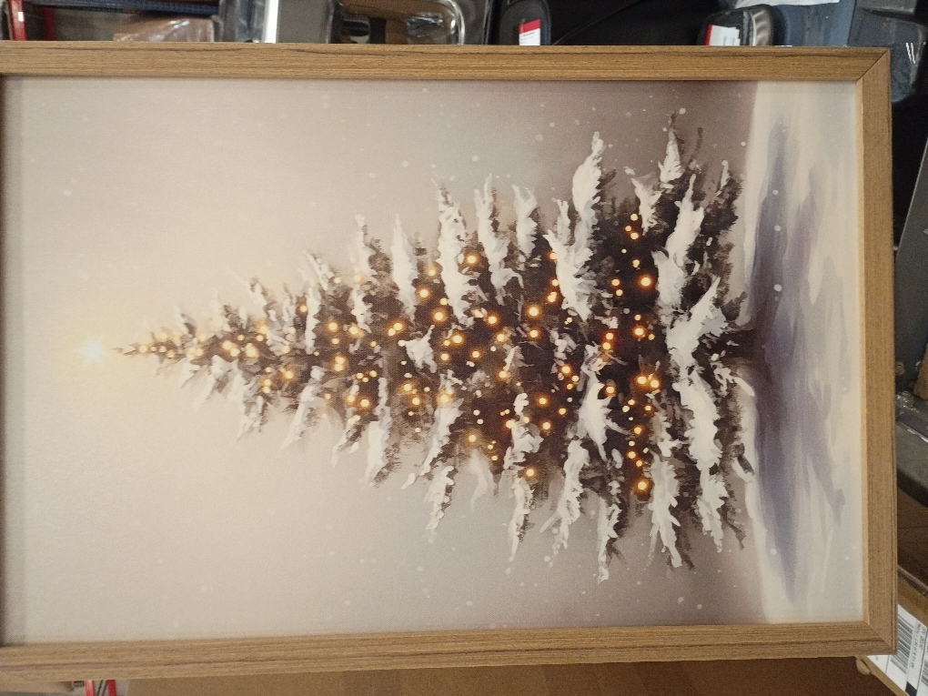 Vintage Christmas Tree Wall Art, Winter Holiday Botanical Wall Decor Paintings, Rustic Pine Tree Canvas Prints Artwork Picture for Farmhouse Mantel Bedroom Living Room  Wood Framed