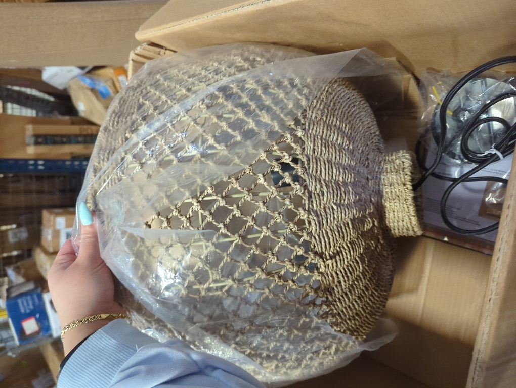 Rattan Pendant Light Fixture,13.79 Boho Rattan Kitchen Island Seagrass Lighting, Hand Woven Coastal Wicker Chandelier,for Farmhouse Dining Room Entryway Foyer 1-Light