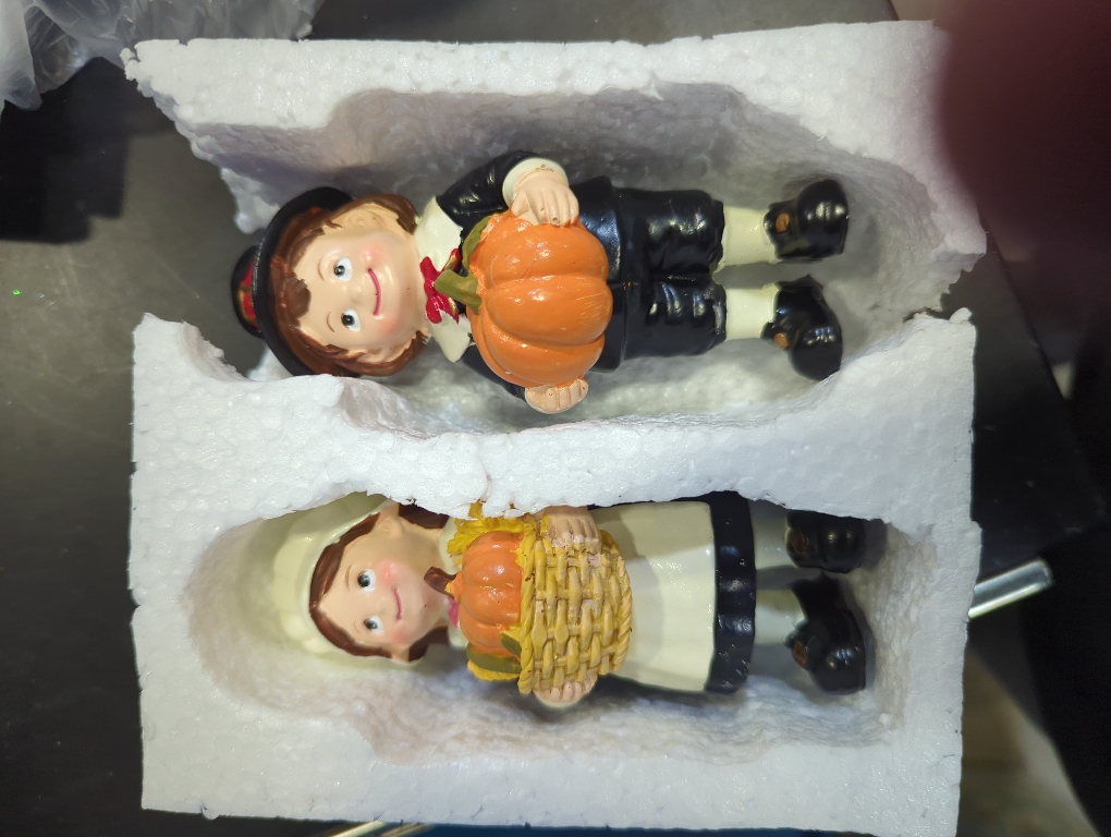 2 Pack Resin Boy And Twin Thanksgiving Pumpkin Party