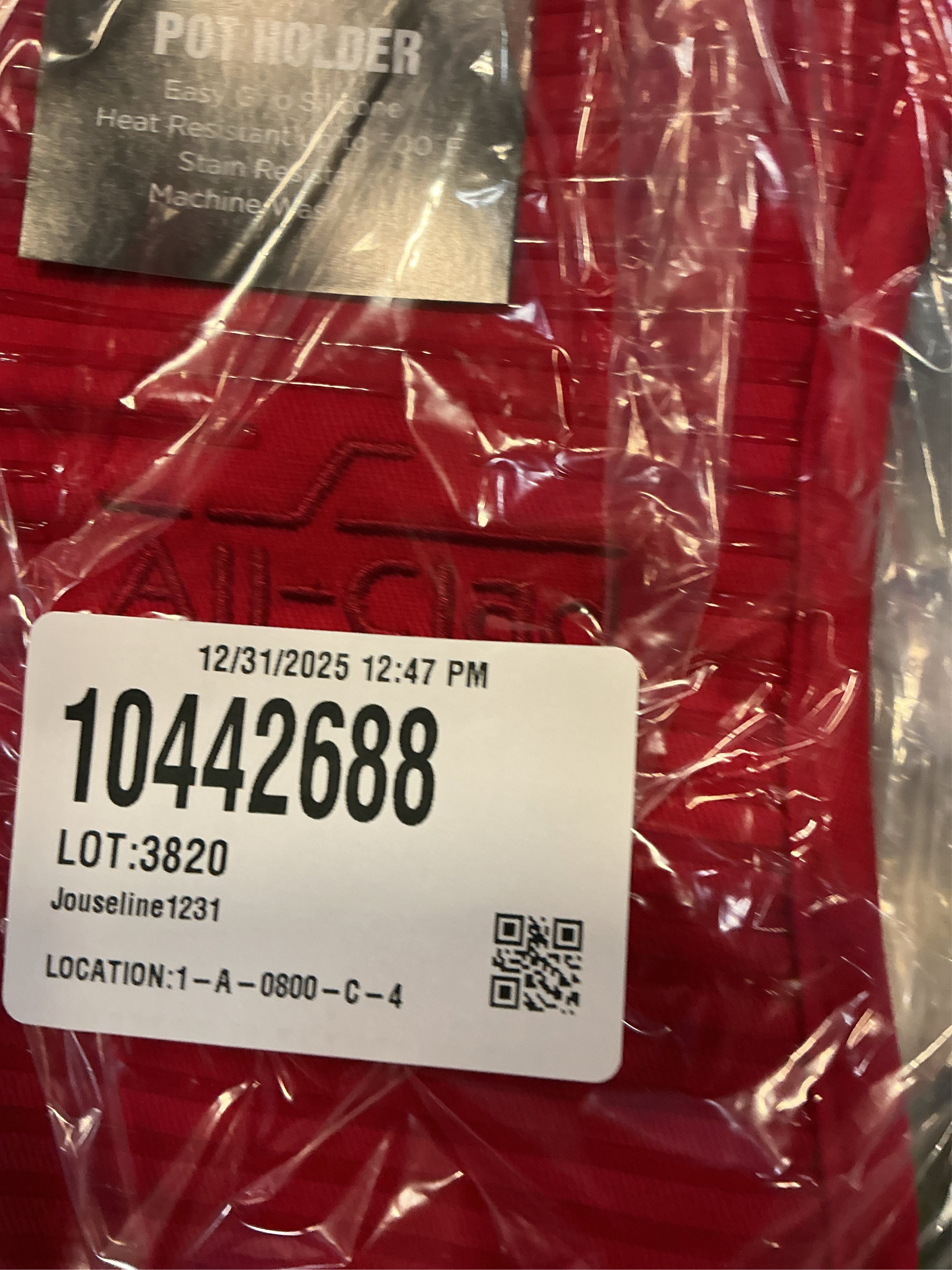 All-Clad Premium Pot Holder & Heating Pad, (2-Pack) Heat Resistant to 500 Degrees, 100% Cotton 10x6.25 for Kitchen and Barbeque, Chili Red