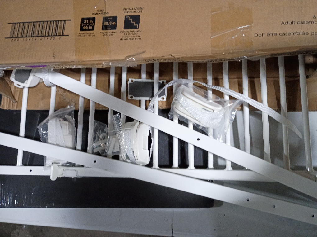 Ingenuity The Stairway  46W Series, 32-48 Wide, 32.5 Tall, Baby Gate for Stairs, Dog Gate Indoor with Door for Banister to Banister Installation - White Metal