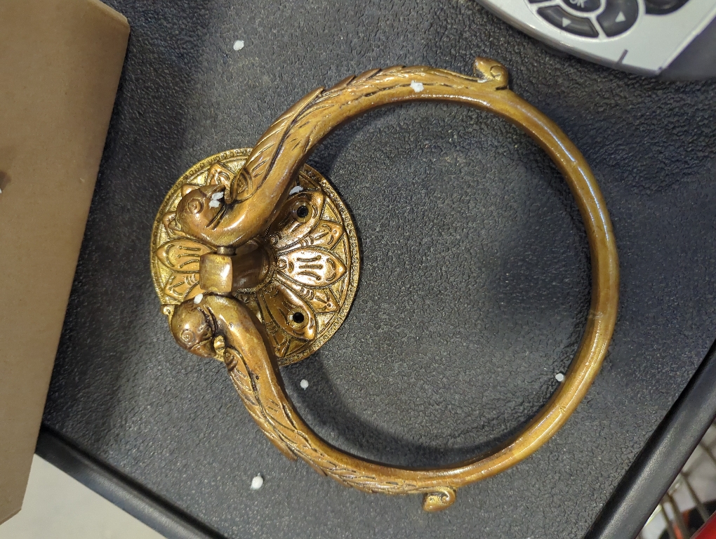 7.5 Inches - Brass Hand Towel Hanger Holder | Hand Towel Hanger Holder | Towel Holder for Bathroom in Twin Peacock Design