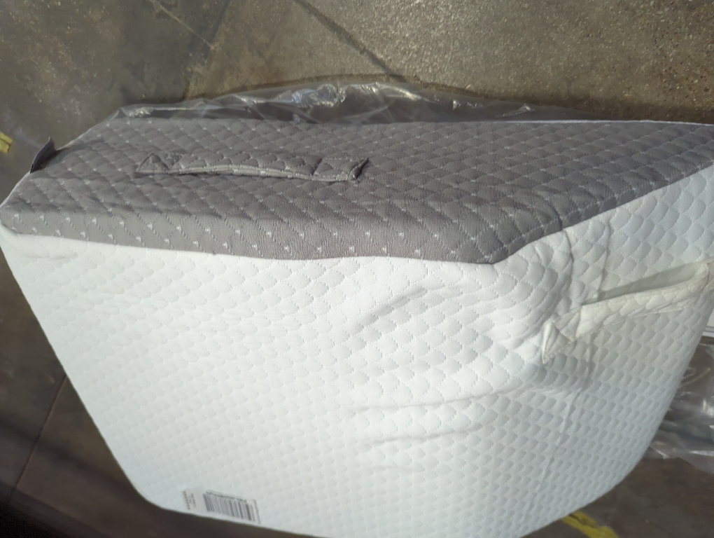 Leg Pillow Elevation Blood Circulation, Leg Wedge for Elevation for Swelling, Leg Elevating Pillow for After Surgery, Memory Foam Foot Knee Pillow for Back Sleeping 23.6×16.8×8 Inch White/Grey