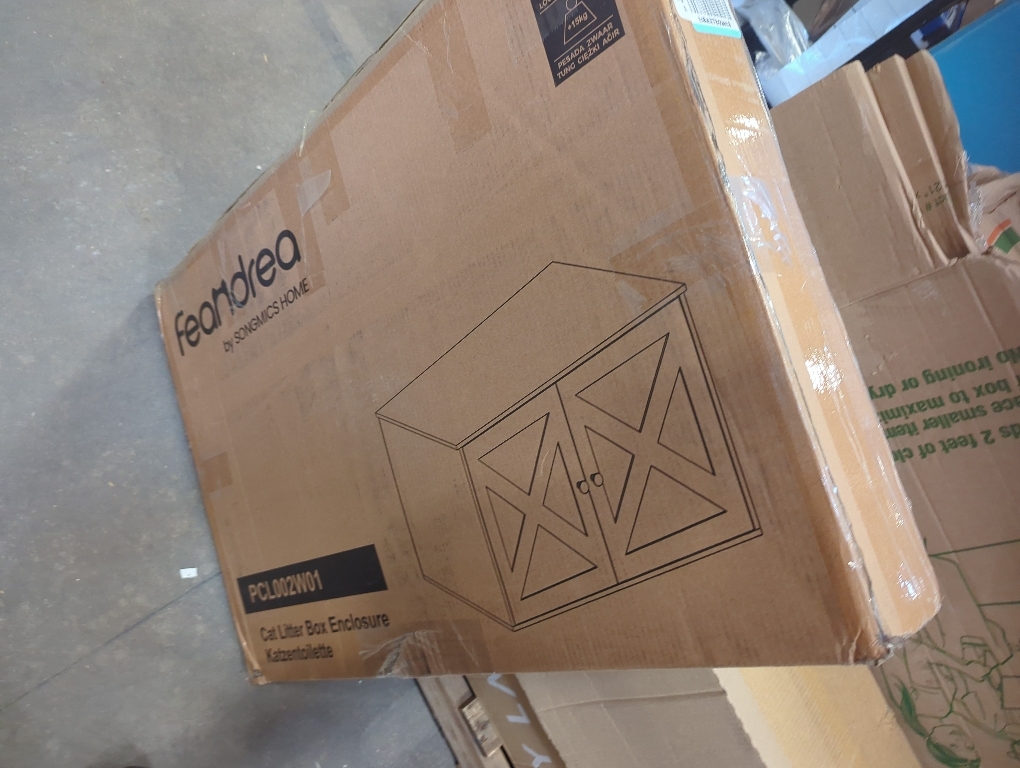 Feandrea Cat Litter Box Enclosure, Litter Box Furniture Hidden with Removable Divider, Indoor Cat House, End Table, 31.5 x 20.9 x 19.7 Inches, White UPCL002W01