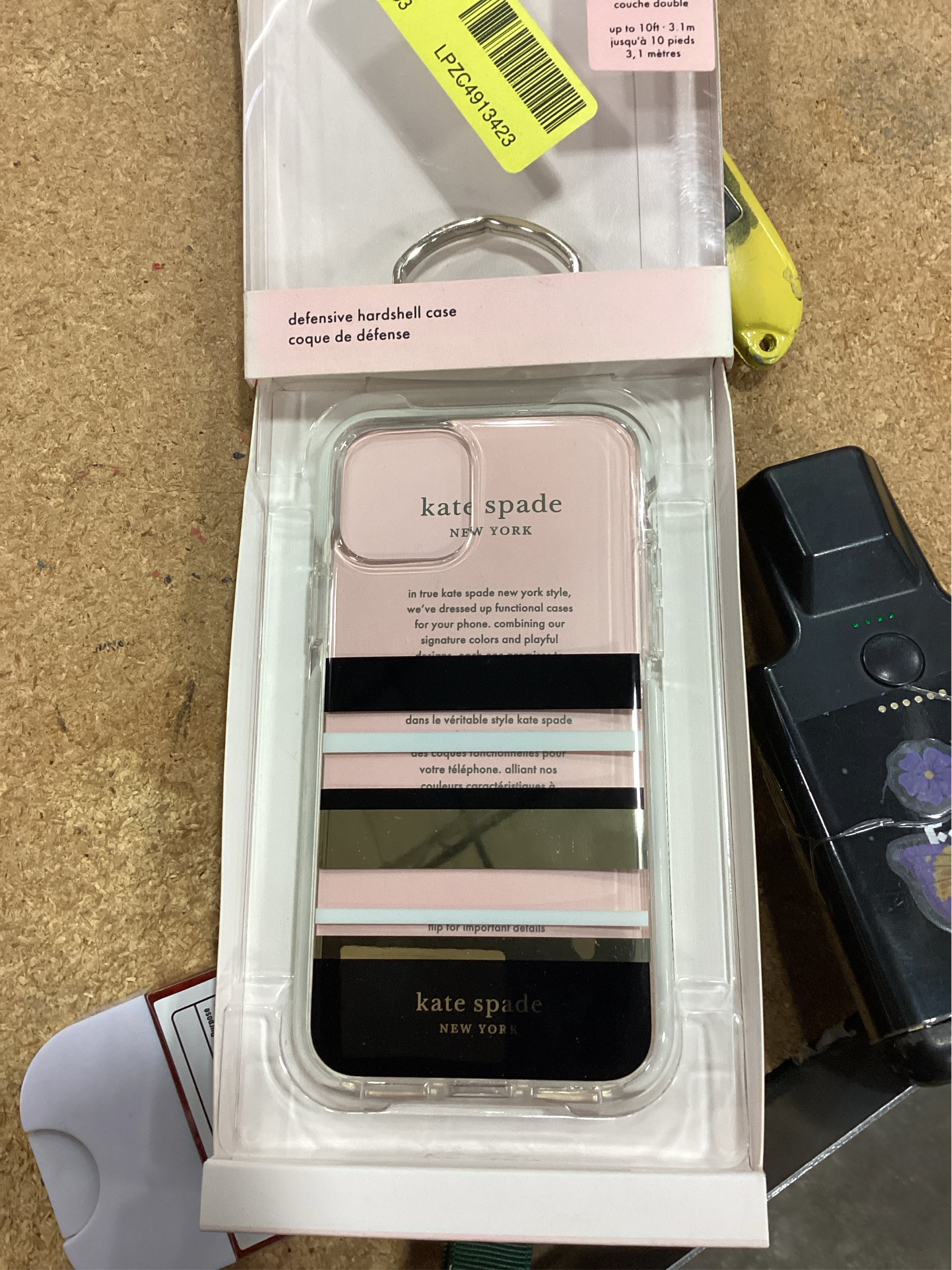 kate spade new york Defensive Hardshell Case (1-PC Comold) for iPhone 11 Pro, Park Stripe Gold Foil/Black/Cream/Cream Bumper/Clear
