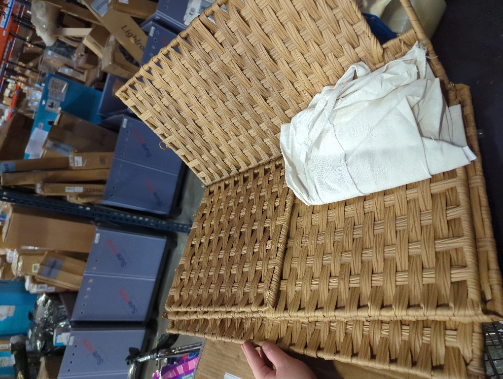 Storage Basket with Lid Rattan Woven Storage Baskets with 1 Separate Lids, 17.2 Gallon (65 L), 22 x 13 x 13.8 Inches,Foldable, 1 Removable Liner Bags Handles for Bedroom, Laundry Room Natural