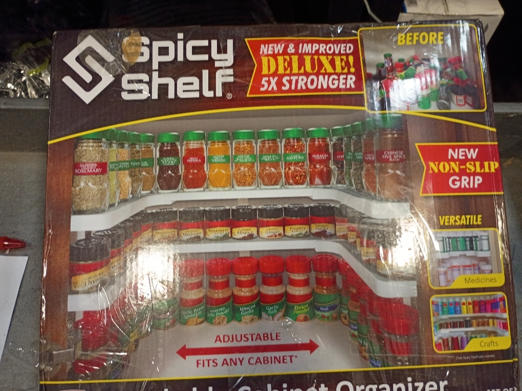 Spicy Shelf Deluxe - Expandable Spice Rack and Stackable Cabinet & Pantry Organizer (1 Set of 2 Shelves) - As seen on TV Deluxe (Spicy Shelf Organizer) - Pantry Organization - Pantry Spice Organizer