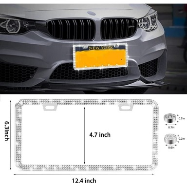 1 piece sparkly license plate cover front missing caps/bolts