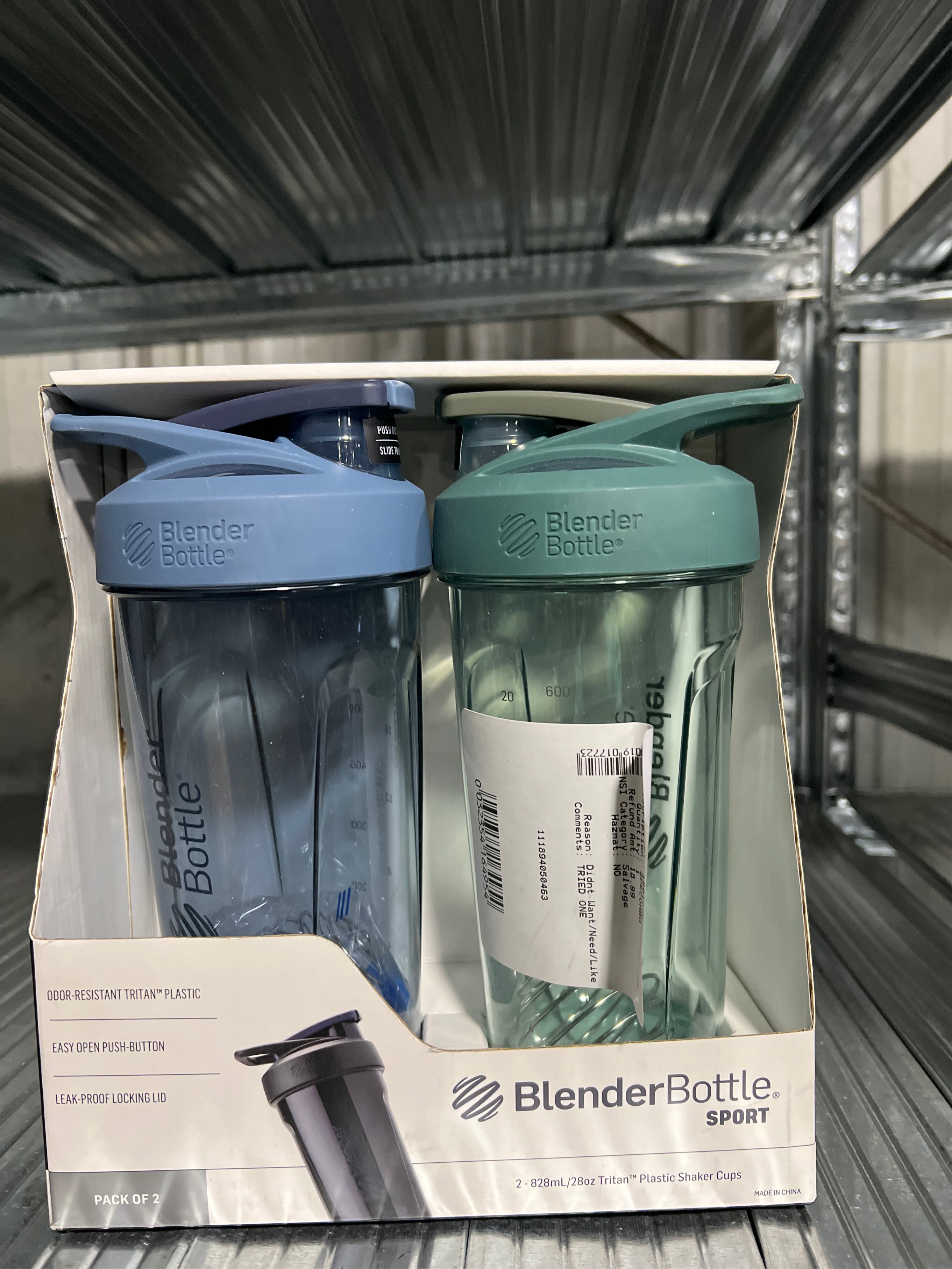 Blender Bottle Strada Shaker Bottle, 2-pack / Black & Clear
