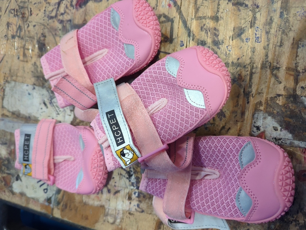 Hcpet Dog Shoes for Large Dogs, Breathable Dog Booties for Small Medium Dogs, Anti-Slip Dog Boots & Paw Protectors for Hot Pavement Winter Snow Hiking with Reflective Straps Pink Size 2