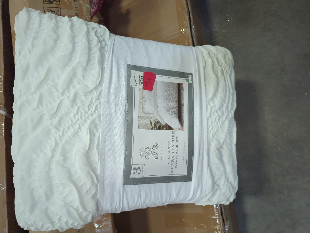 Rachel Ashwell Full/Queen Woven Texture Comforter Set White