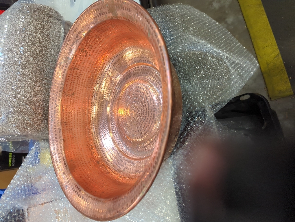 Hand Hammered Pure Copper Bowl for Foot Soak Offering Ritual Altar Ceremony Portable Large Metal Basin for Camping Fire or Home Spa Brass Color 34-40cm(Copper,34cm)