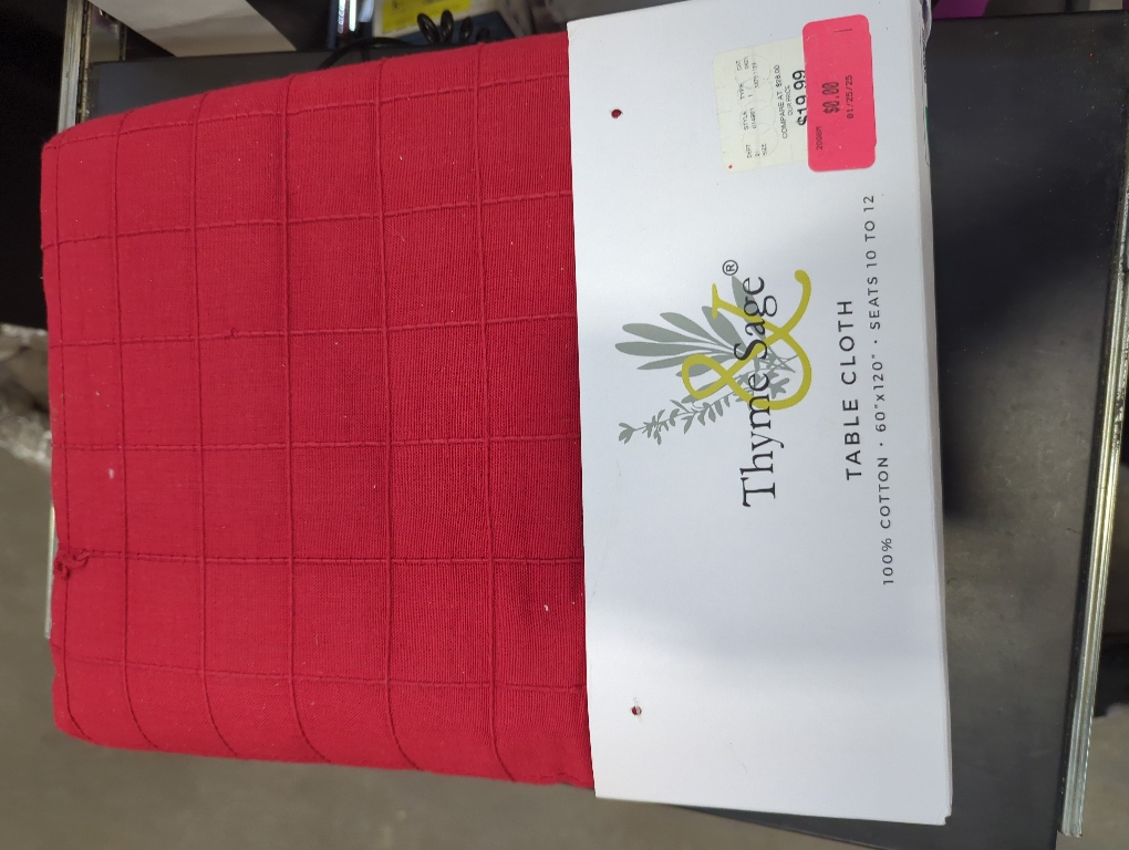 Thyme & Sage Red Tablecloth 60 x 120 Seats 10 To 12