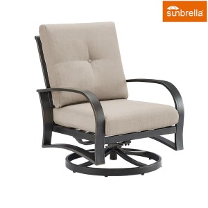 Swivel Aluminum Outdoor Lounge Chair with Beige Sunbrella Cushions