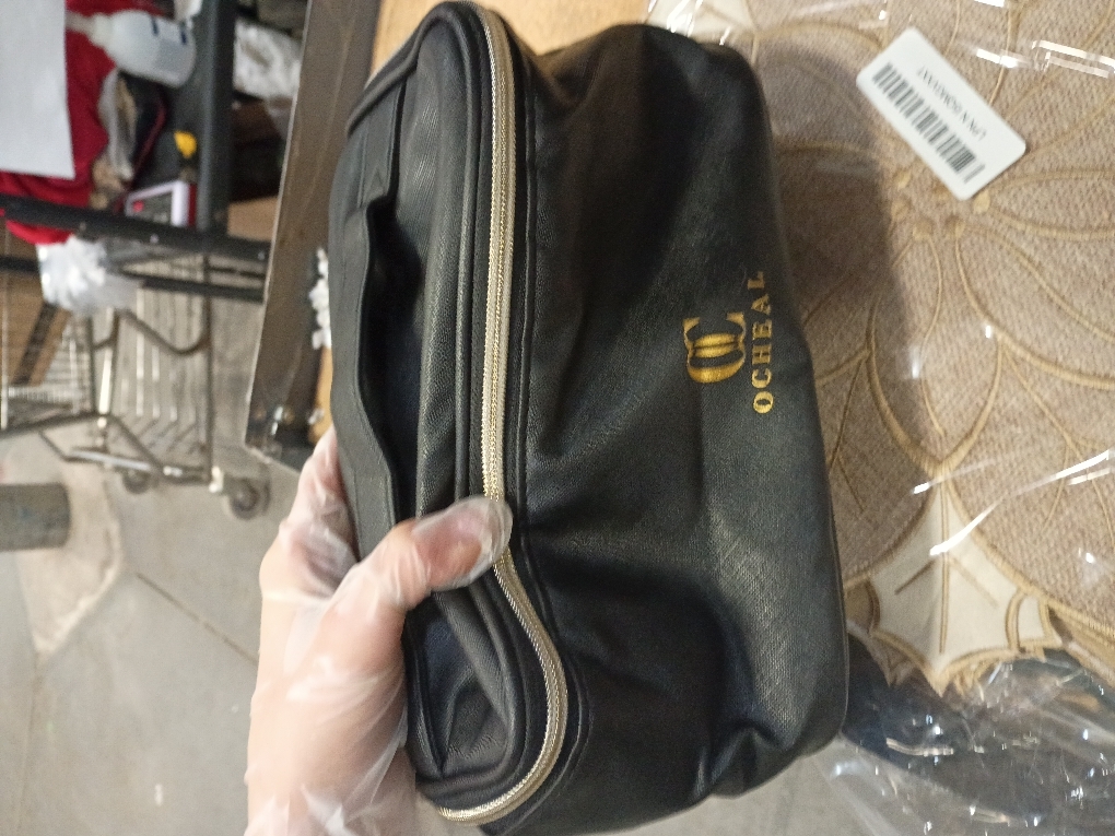 OCHEAL Makeup Bag, Portable Cosmetic Bag, Large Capacity Travel Makeup Case Organizer, Black For Women Toiletry Bag for Girls Traveling With Handle and Divider