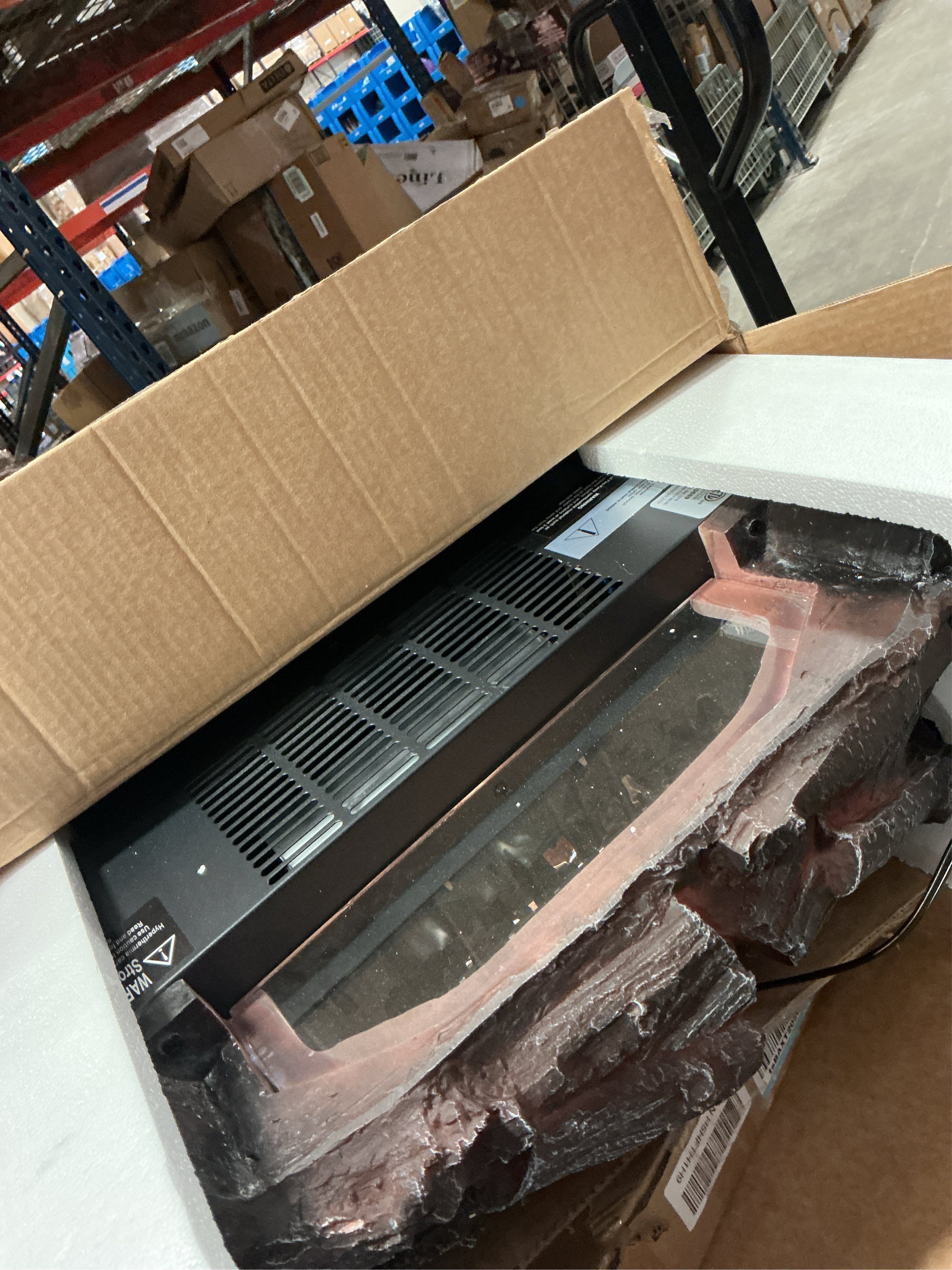 Electric Fireplace Logs Inserts Heater with Infrared Remote Controller 5 Flame Brightness 24 H Timer Overheating Protection for Home and Office Decor Black